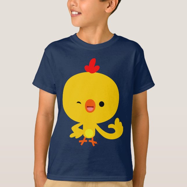 Cute Cool Cartoon Chicken Children T-Shirt (Front)