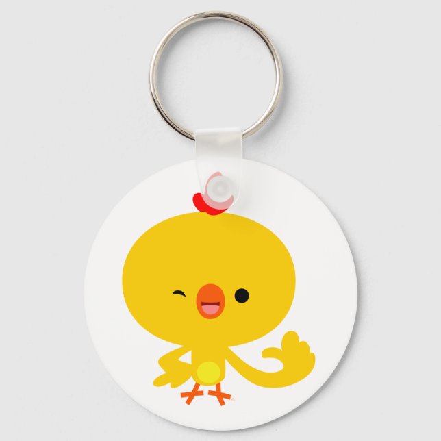 Cute Cool Cartoon Chicken Keychain (Front)