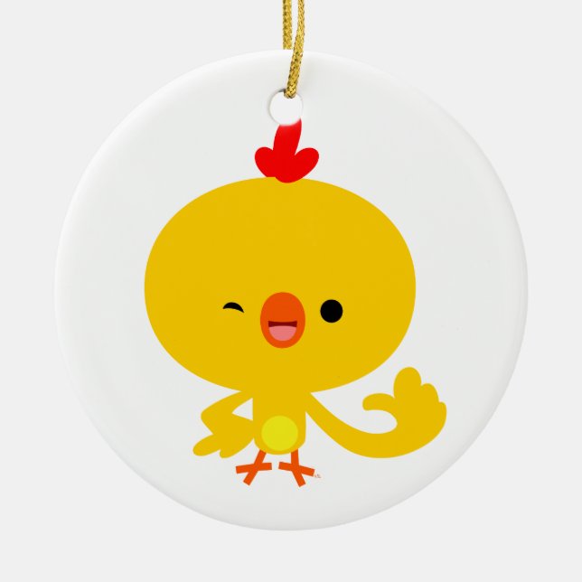 Cute Cool Cartoon Chicken Ornament (Front)