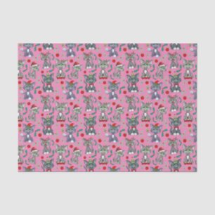 Cute Cool Christmas Cats in Pink Tissue Paper