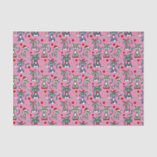 Cute Cool Christmas Cats in Pink Tissue Paper