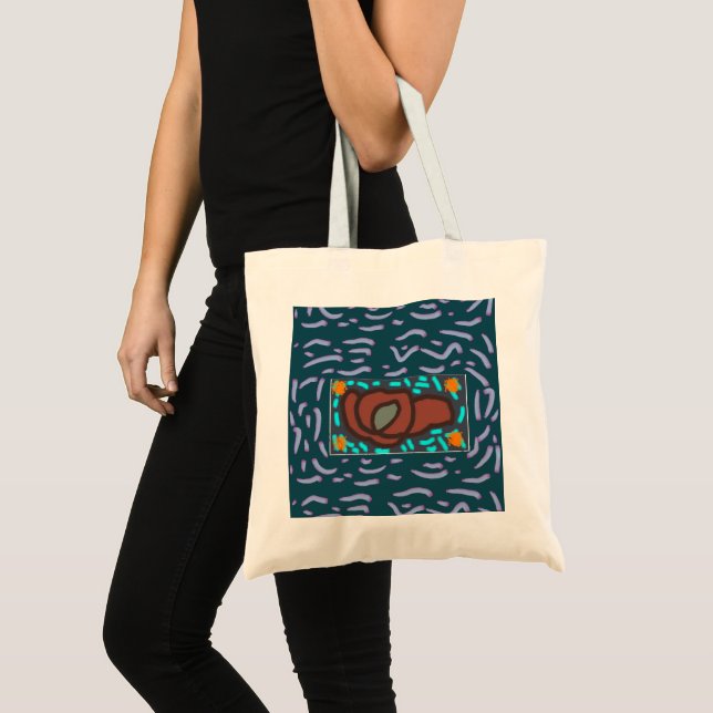 cute cool dark brown grey blue pebble design tote bag (Front (Product))