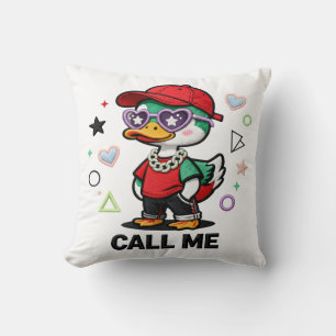 Cute Cool Duck Wearing Sunglasses Funny Cartoon Throw Pillow