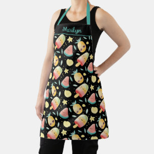 Cute Cool Fruits With Faces And Popsicles Apron