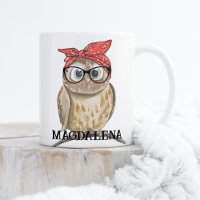 Cute Cool Hipster Owl in Glasses & Red Bandana