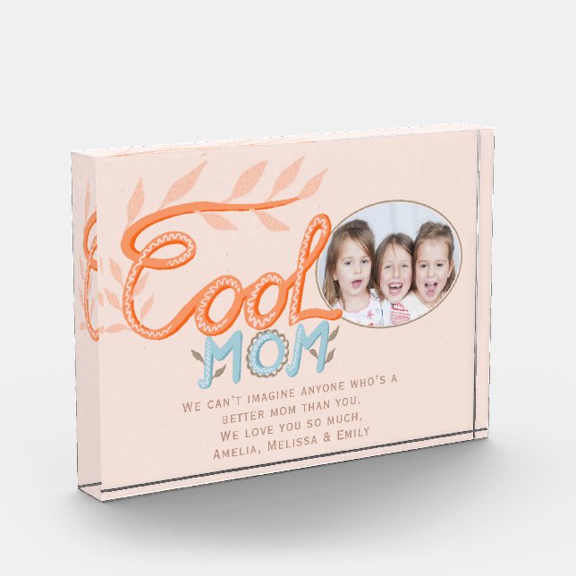 Cute Cool Mom Hand Lettering Mother`s Day  Photo Block (Left)