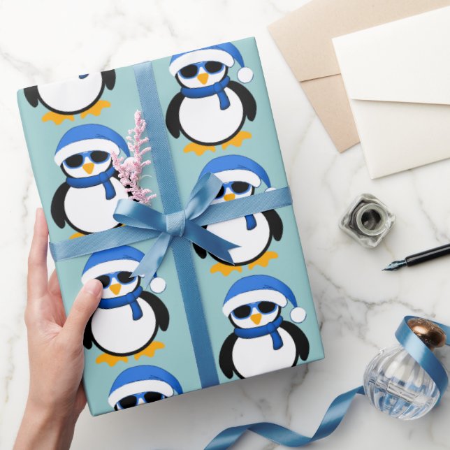 Cute cool penguin Christmas winter pattern Wrapping Paper (Gifting)