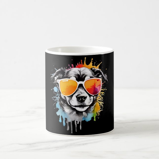 Cute Cool Puppy Dog with Sunglasses Coffee Mug (Center)