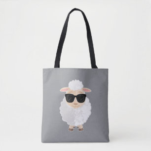 Cute Cool Sheep Cartoon with Sunglasses Farmy Tote Bag