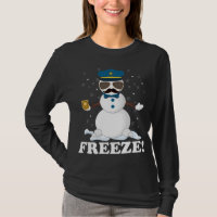 Cute Cop Snowman Freeze Funny Police Christmas Par