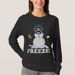 Cute Cop Snowman Freeze Funny Police Christmas Par T-Shirt