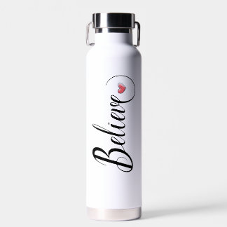 Cute copper vacuum insulated heart believe water bottle