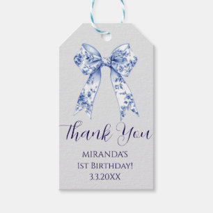 Cute Coquette Blue Bow Personalized Gift From Tags