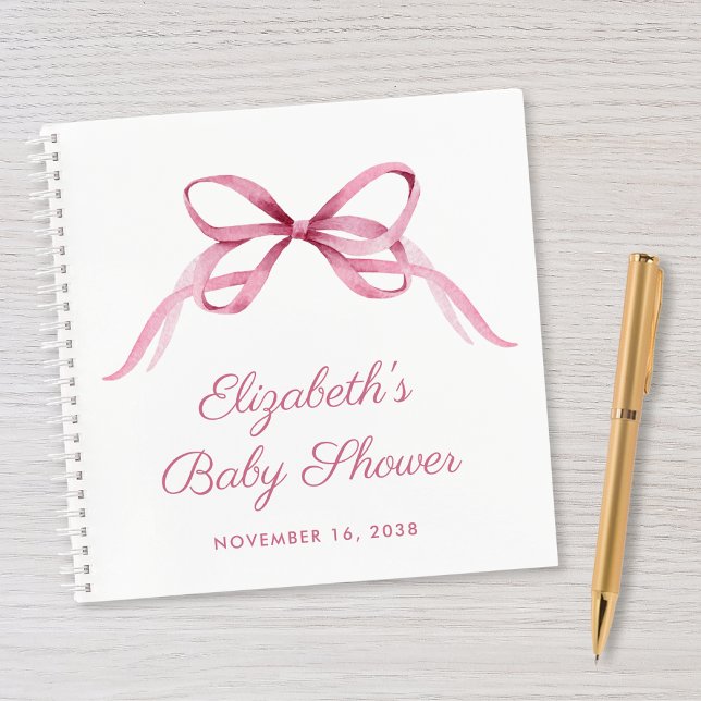 Cute Coquette Bow Baby Girl Shower Guest Book (Creator Uploaded)