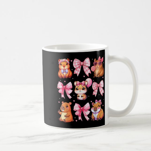 Cute Coquette Bow Capybara Pajamas Pjs Clothes Gir Coffee Mug (Right)