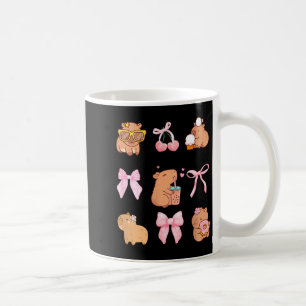 Cute Coquette Bow Capybara Pajamas Pjs Clothes Gir Coffee Mug