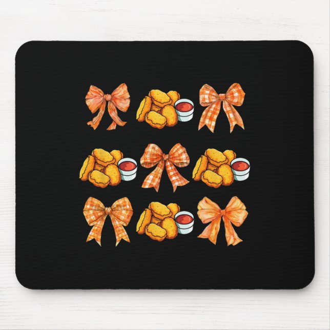 Cute Coquette Bow Chicken Nugget Fall Halloween Gi Mouse Pad (Front)