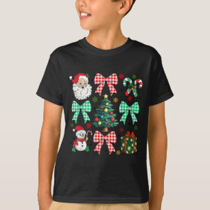 Cute Coquette Bow Christmas Tree Santa Gingerbread T-Shirt