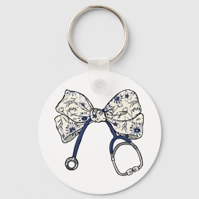 Cute Coquette Bow Coquette Bow Nurse Nursing Keychain (Front)