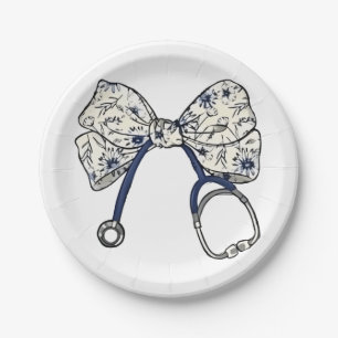 Cute Coquette Bow Coquette Bow Nurse Nursing Paper Plate