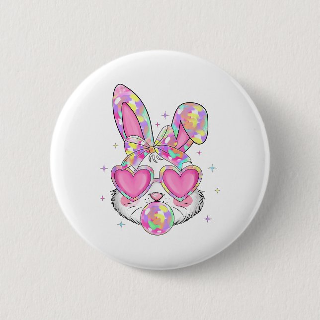 Cute Coquette Bow Easter Day Rabbit Bunny Ears Gir 2 Inch Round Button (Front)