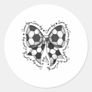 Cute Coquette Bow Funny Game Day Soccer Mom Life T Classic Round Sticker