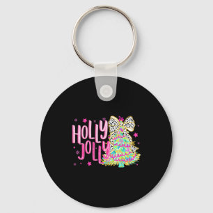 Cute Coquette Bow Girls Christmas Tree Merry Xmas Keychain