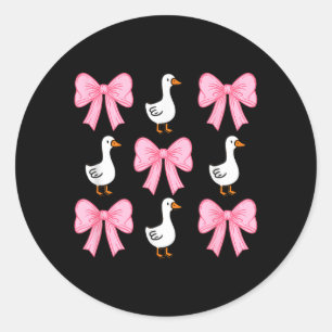 Cute Coquette Bow Goose Duck Fall Halloween Girl Classic Round Sticker