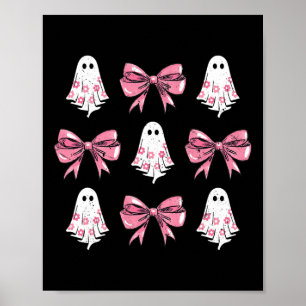 Cute Coquette Bow Halloween Costume Floral Ghost B Poster