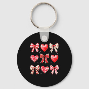 Cute Coquette Bow Hearts Valentine Girly Women Gir Keychain