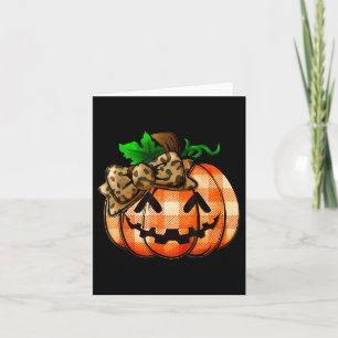 Cute Coquette Bow Leopard Pumpkin Thanksgiving Rus Card