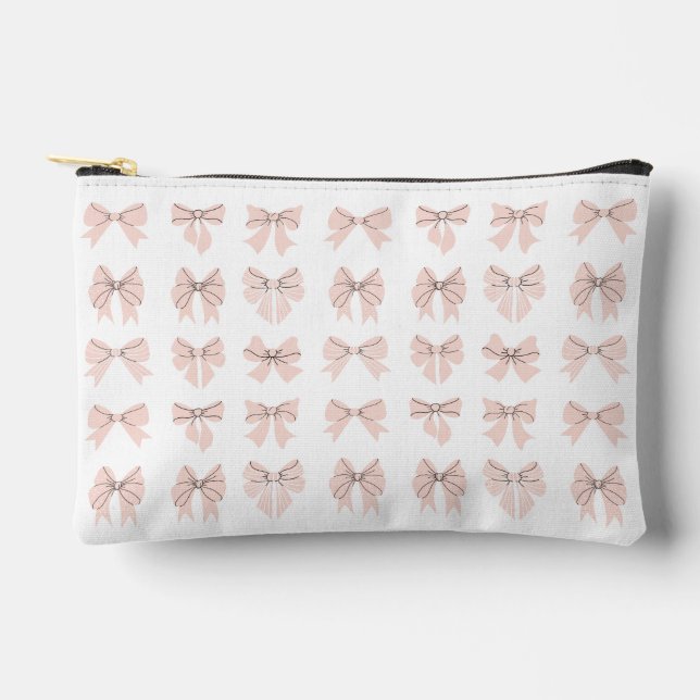 Cute Coquette Bow Pink Blush Accessory Pouch (Front)