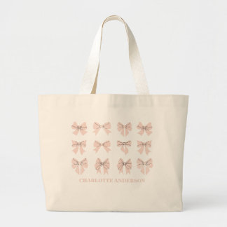 Cute Coquette Bow Pink Blush Large Tote Bag