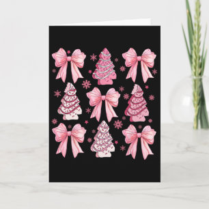 Cute Coquette Bow Pink Christmas Tree Cake Funny X Card