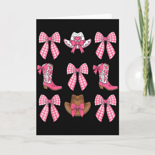 Cute Coquette Bow Pink Cowgirl Boots And Hats Cowg Card