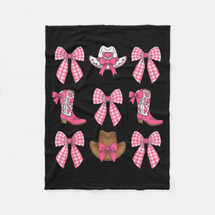 Cute Coquette Bow Pink Cowgirl Boots And Hats Cowg Fleece Blanket