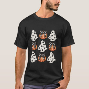 Cute Coquette Bow Pumpkin Halloween Ghost Spooky S T-Shirt
