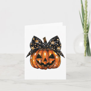 Cute Coquette Bow Pumpkin Halloween Women Spooky S Card