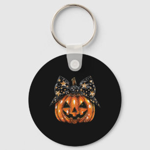 Cute Coquette Bow Pumpkin Halloween Women Spooky S Keychain
