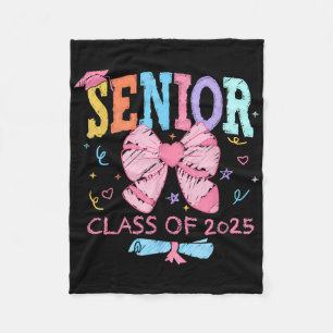 Cute Coquette Bow Senior 2025 Cl Of 2025 Graduatio Fleece Blanket