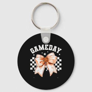 Cute Coquette Bow Sketll Retro Game Day Women Girl Keychain