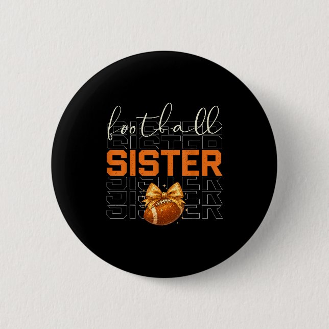 Cute Coquette Bow Srt Fantasy Football Sister Foot 2 Inch Round Button (Front)