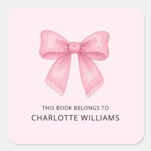 Cute Coquette Bow Stylish Back to School Kids Square Sticker