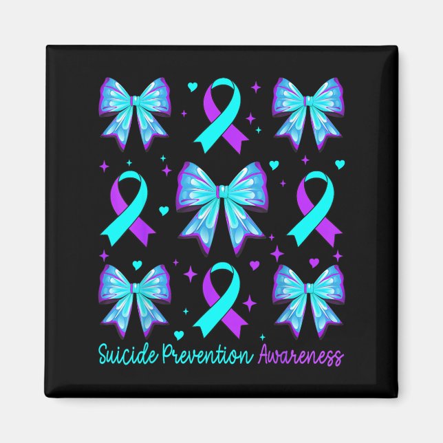 Cute Coquette Bow Suicide Prevention Awareness Magnet (Front)