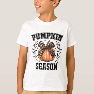 Cute Coquette Bows Pumpkin Season Happy Autumn Fal T-Shirt