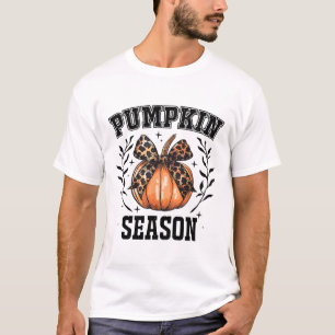 Cute Coquette Bows Pumpkin Season Happy Autumn Fal T-Shirt