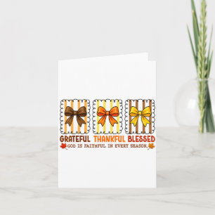 Cute Coquette Christian Fall Bow Grateful Thankful Card
