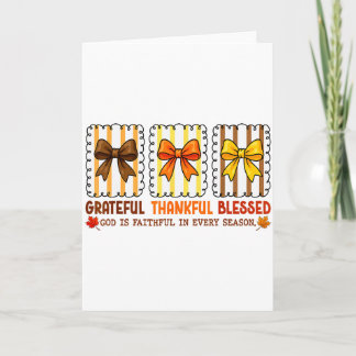 Cute Coquette Christian Fall Bow Grateful Thankful Card