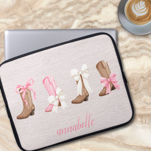 Cute Coquette Cowgirl Boots Personalized  Laptop Sleeve