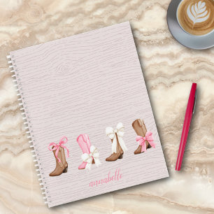 Cute Coquette Cowgirl Boots Personalized Notebook